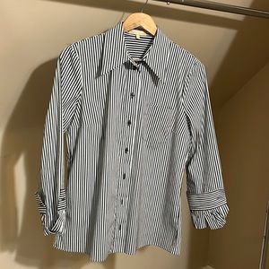 Michael Kors Collection striped button-down with bell cuffs.